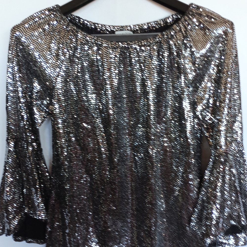 Glamorous Silver Sequin Blouse